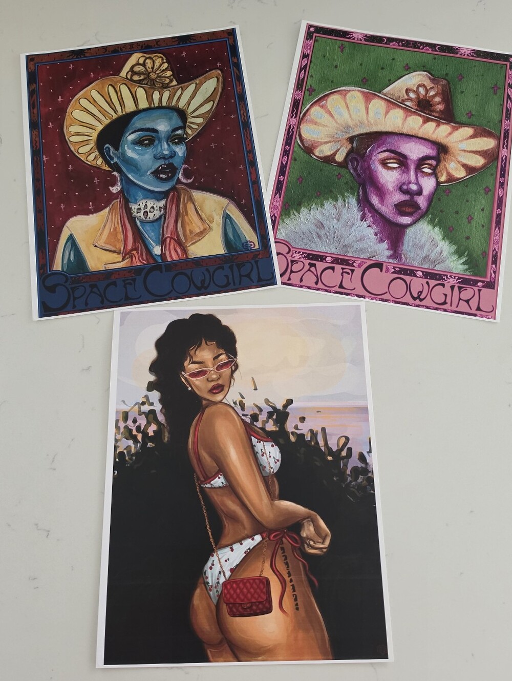 Set of 3 Indie Art Prints - Space Cowgirl & Glam Portrait